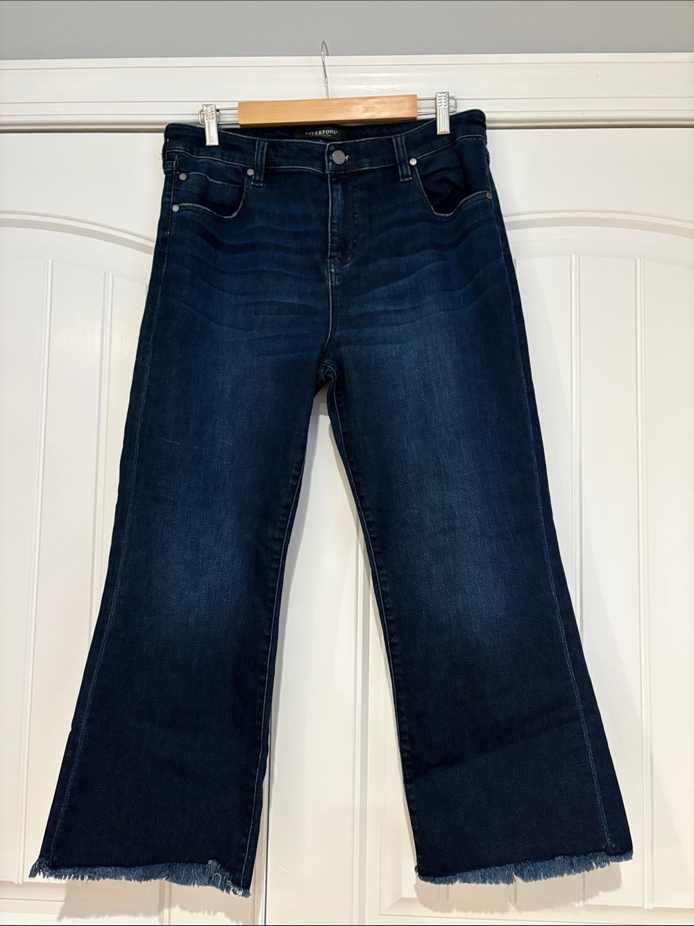 Liverpool Dark Blue Women's Cropped Flared-Leg Jeans 14/32